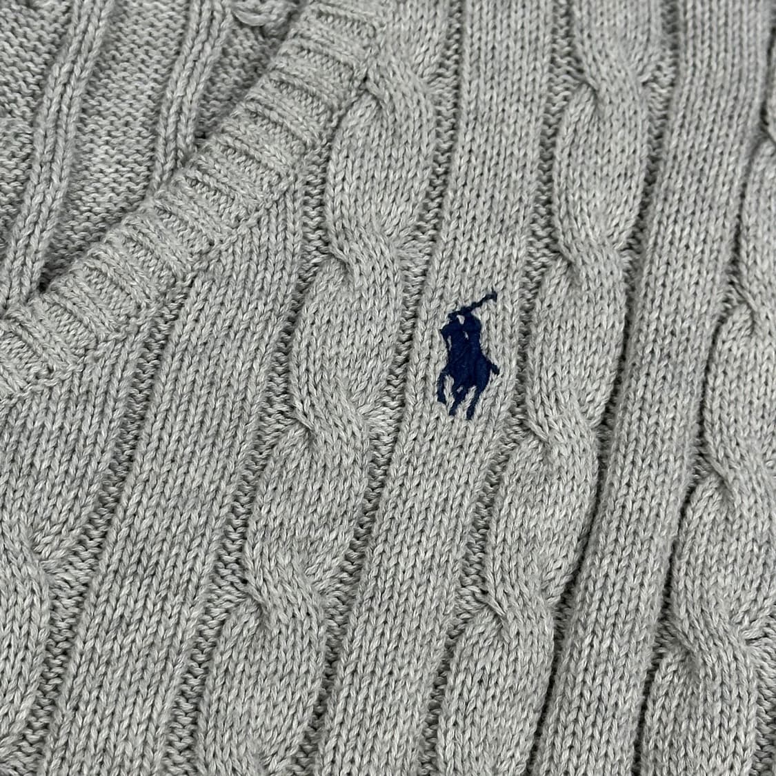 폴로 랄프로렌 여성 클래식 브이넥 케이블 니트 그레이 여성S 상품이미지3