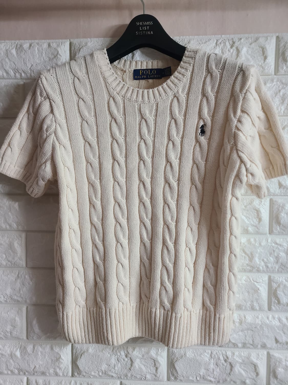 폴로 랄프로렌 케이블 반팔 니트 S 상품이미지1