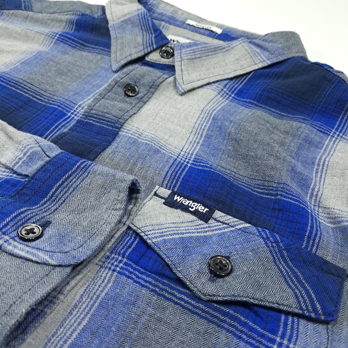 CL671 XL 랭글러 옴브레체크 블루 셔츠남방 상품이미지4