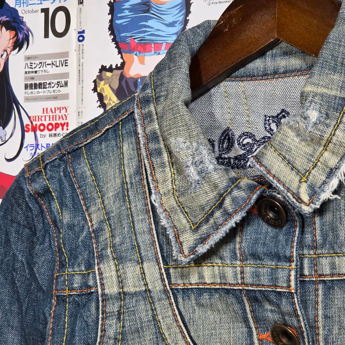 빈티지 자수 워싱 크롭 데님 자켓 상품이미지6