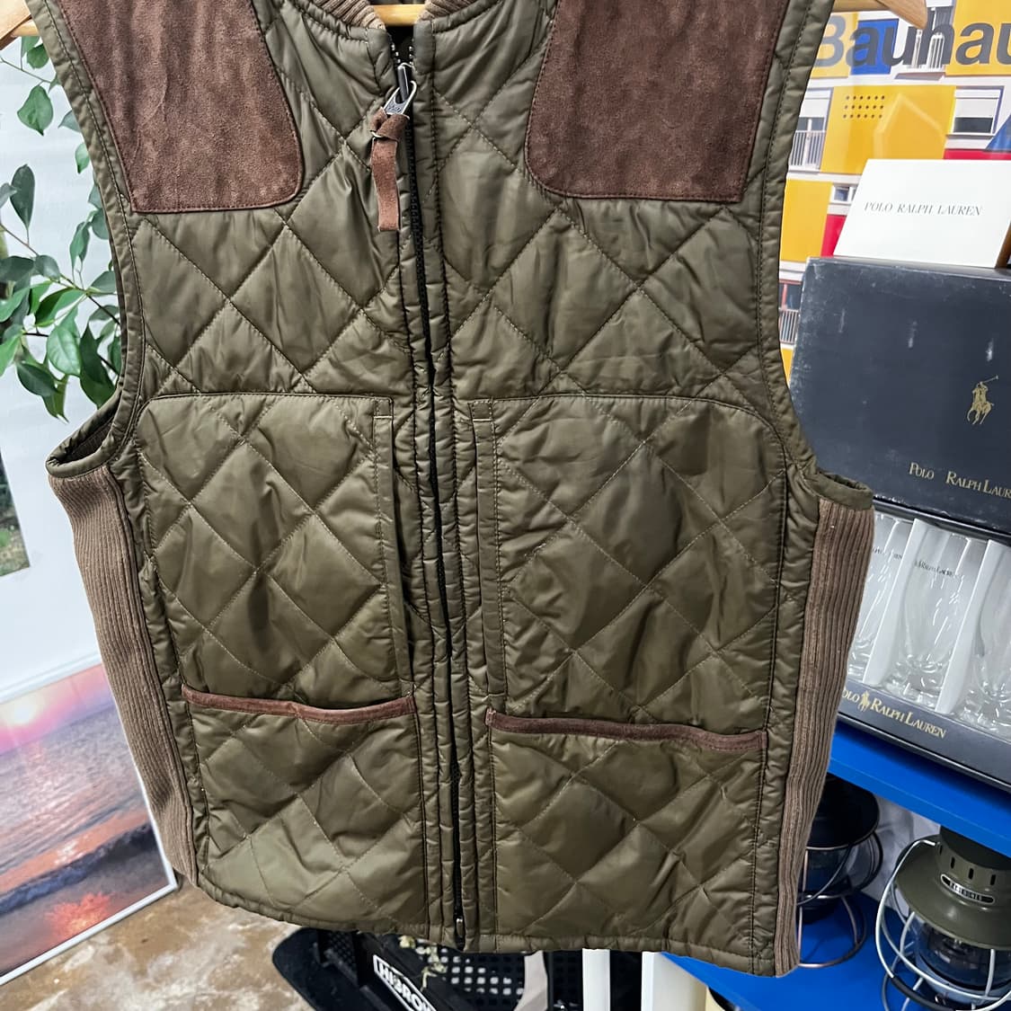 폴로랄프로렌 스웨이드 패치 퀼팅 베스트 M 상품이미지3