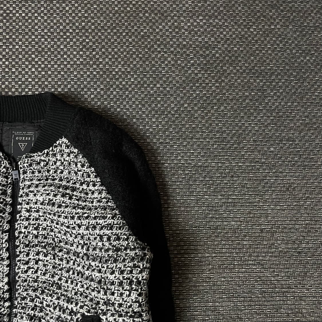게스 블랙 화이트 트위드 블루종 자켓 XS 상품이미지3