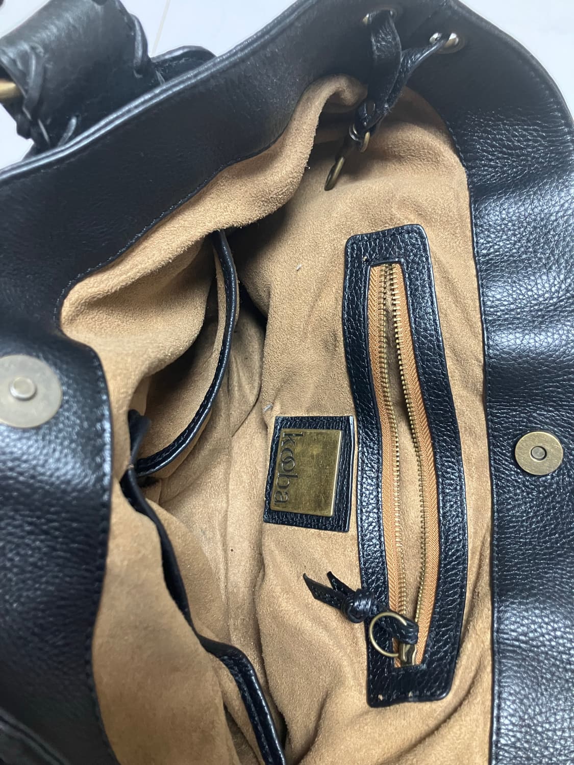 Y2K Kooba 시에나 블랙 가죽 토트백 숄더백 상품이미지4