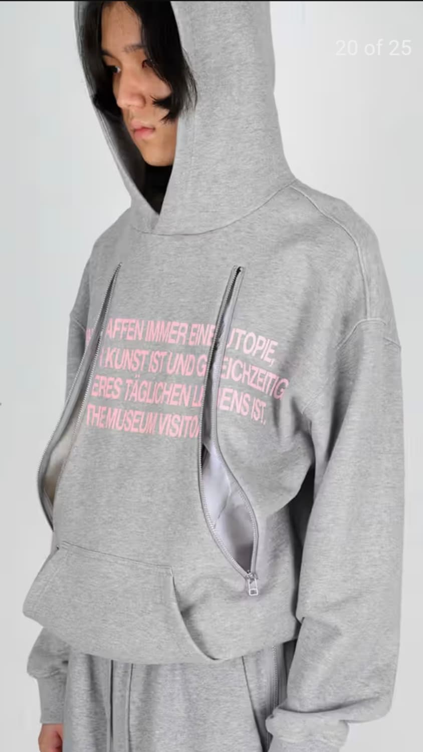 더뮤지엄비지터 컷아웃 후드티 그레이 M 상품이미지2