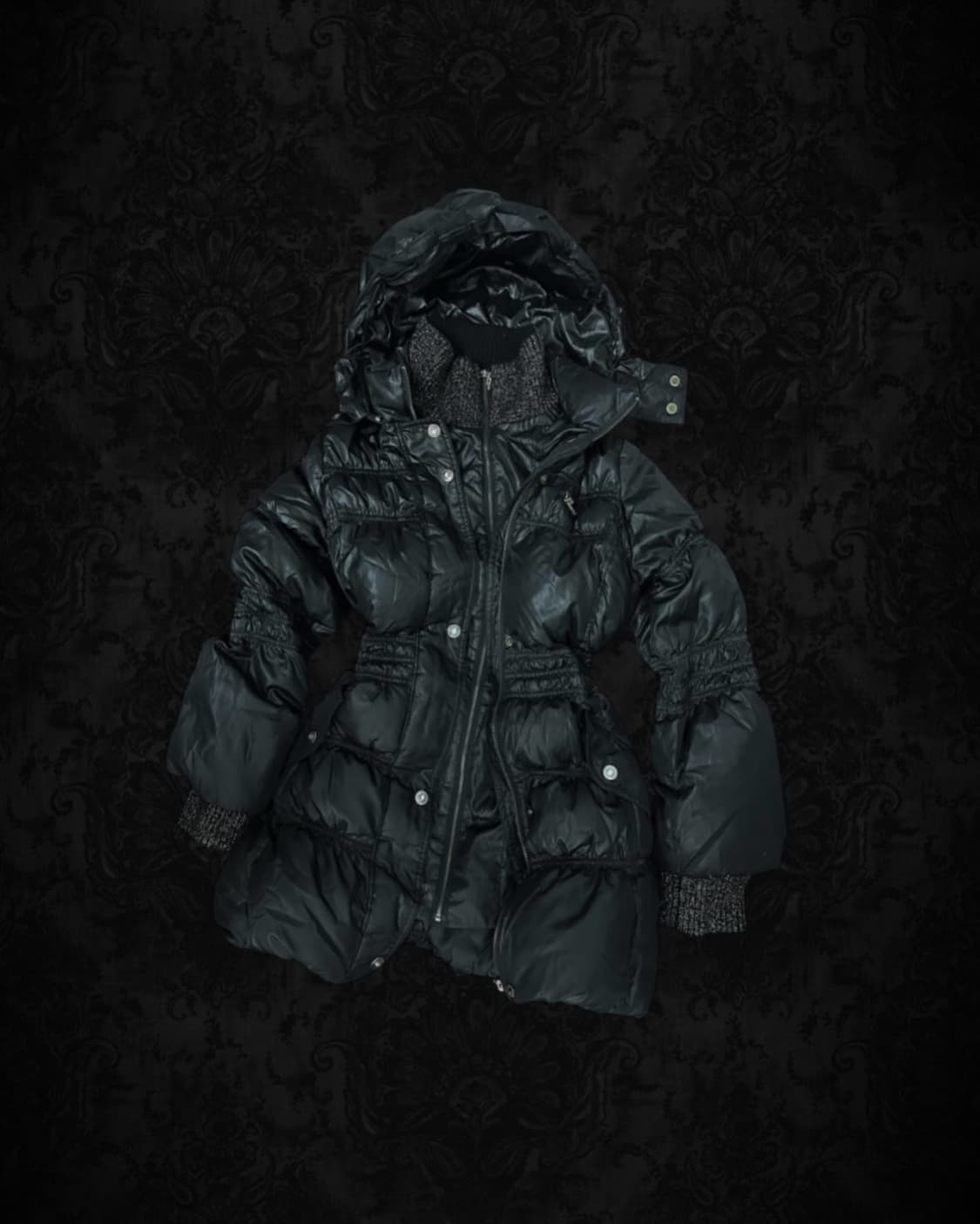 Guess Spangle Black Midi Padded Jacket 상품이미지1