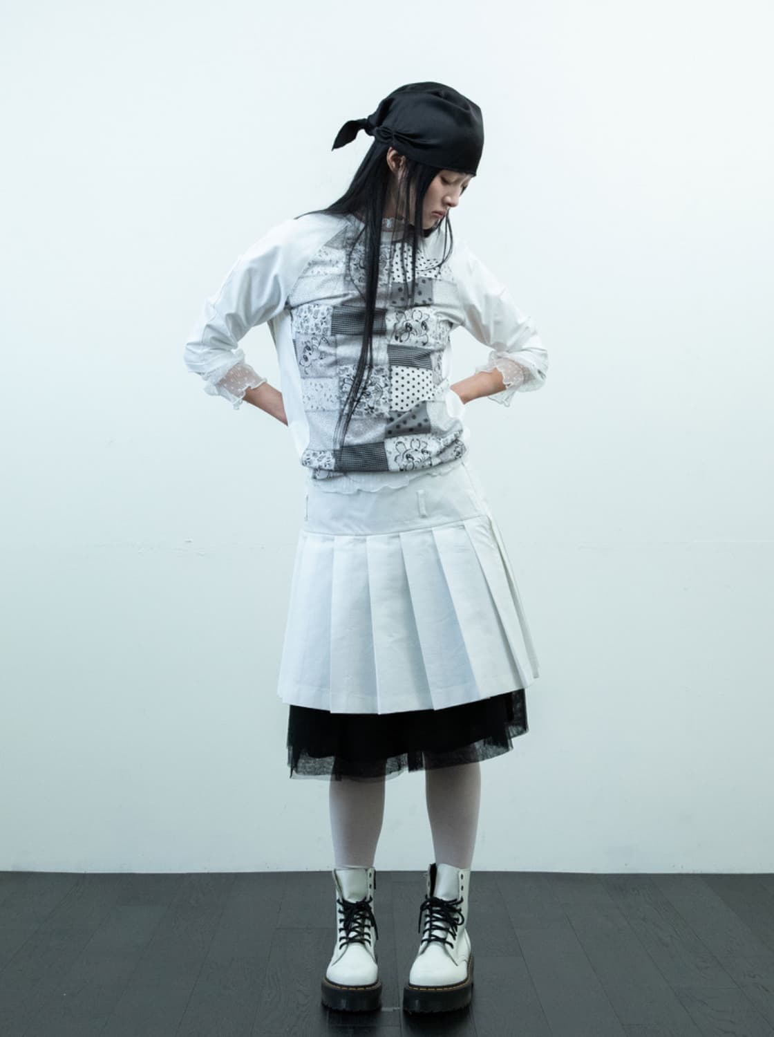 나이트고스트클럽 패치워크 퀄티드 슬리브 티 M 상품이미지1