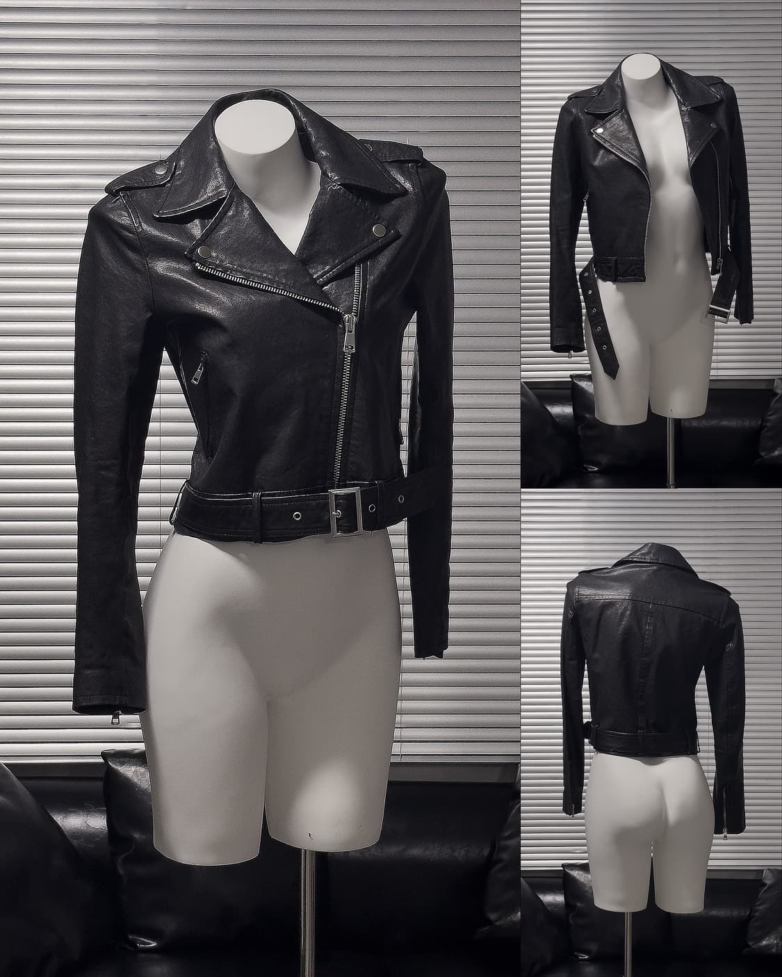 {Egoist} Belted Leather Rider Jacket  상품이미지1