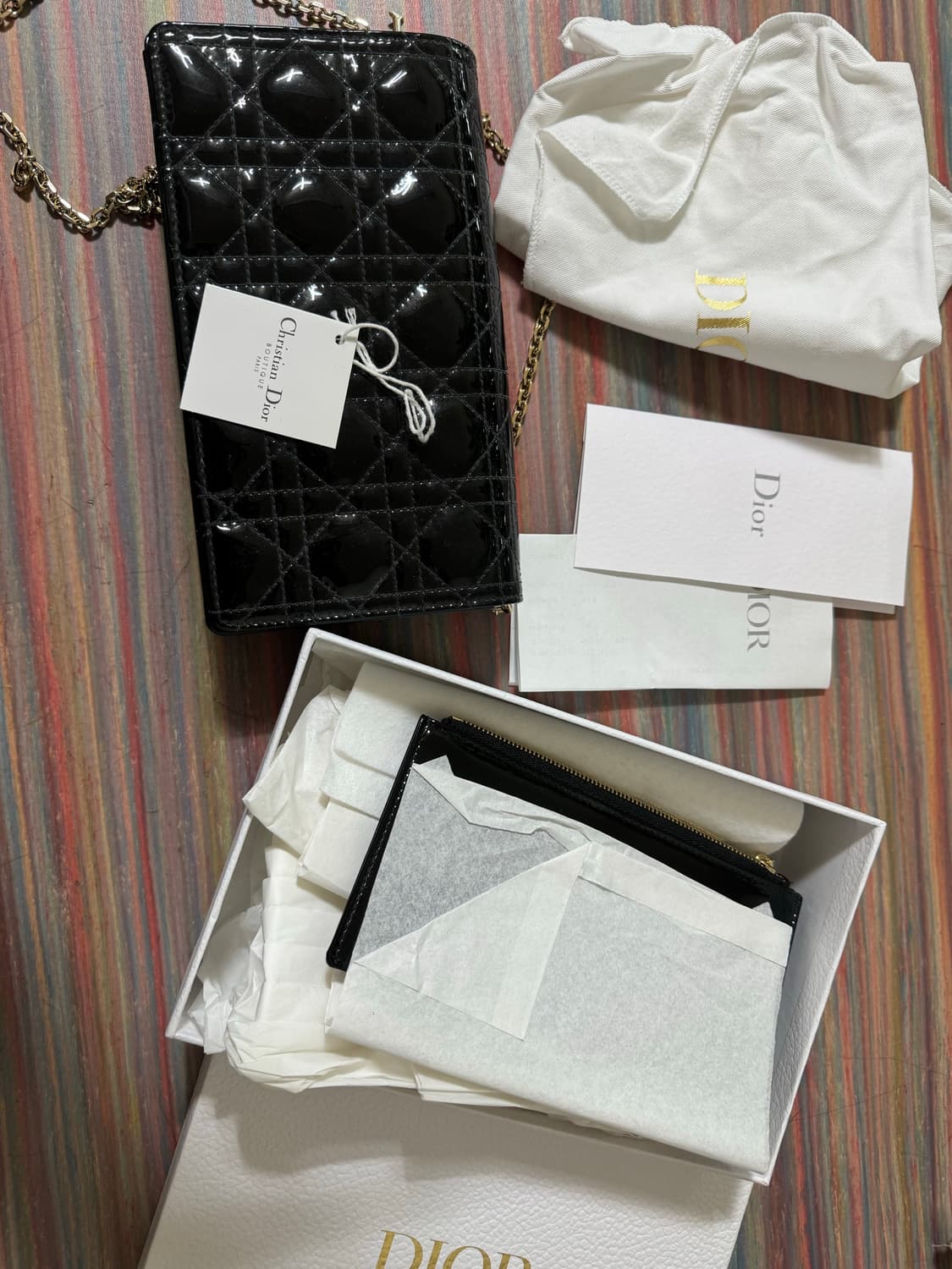 레이디 디올 woc파우치 블랙페이던트 까나쥬 송아지가죽 상품이미지4