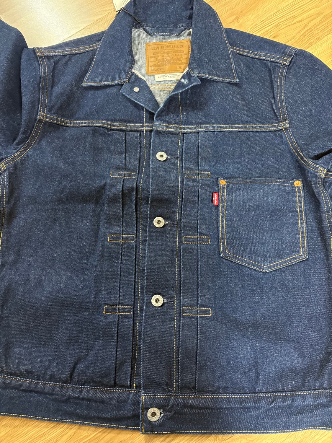 리바이스 셀비지 데님 타입원 자켓 S 새상품 린스드 상품이미지1