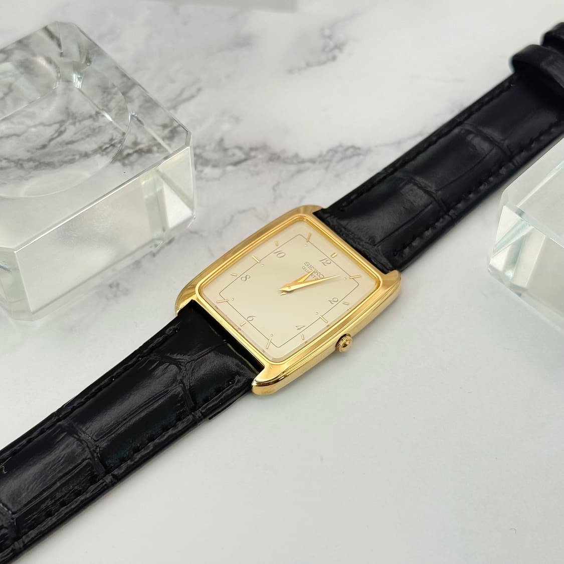 80s90s 빈티지 세이코 클래식 골드 렉탱글 워치 상품이미지4