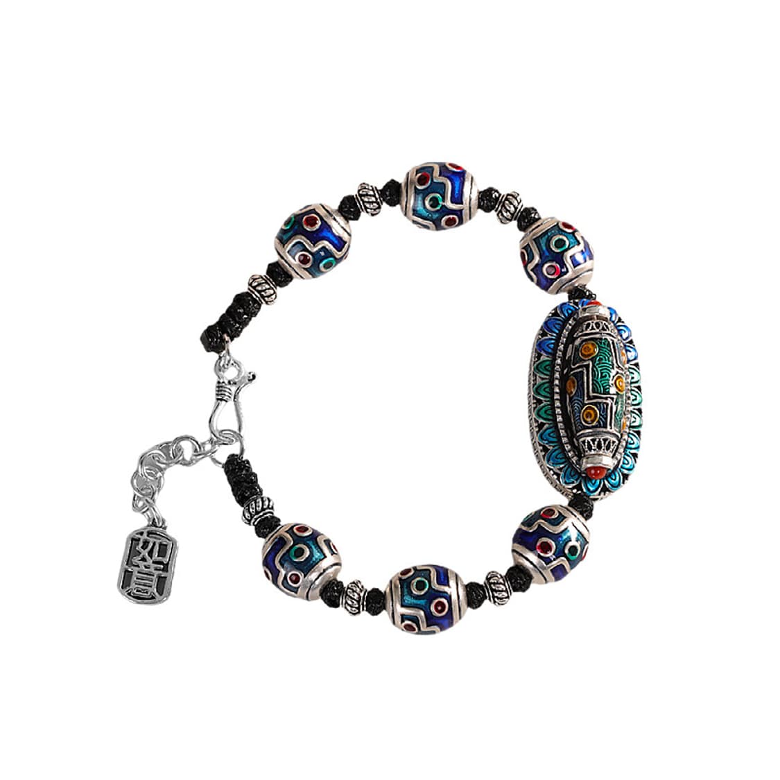 Oceanora S925 실버 에나멜 비드 유니섹스 팔찌 상품이미지5