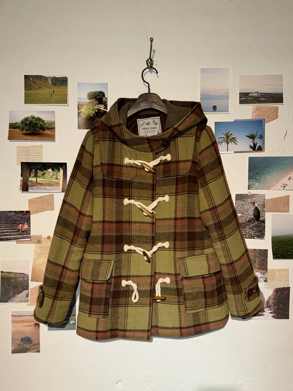 체크 더플 후드 자켓 상품이미지1