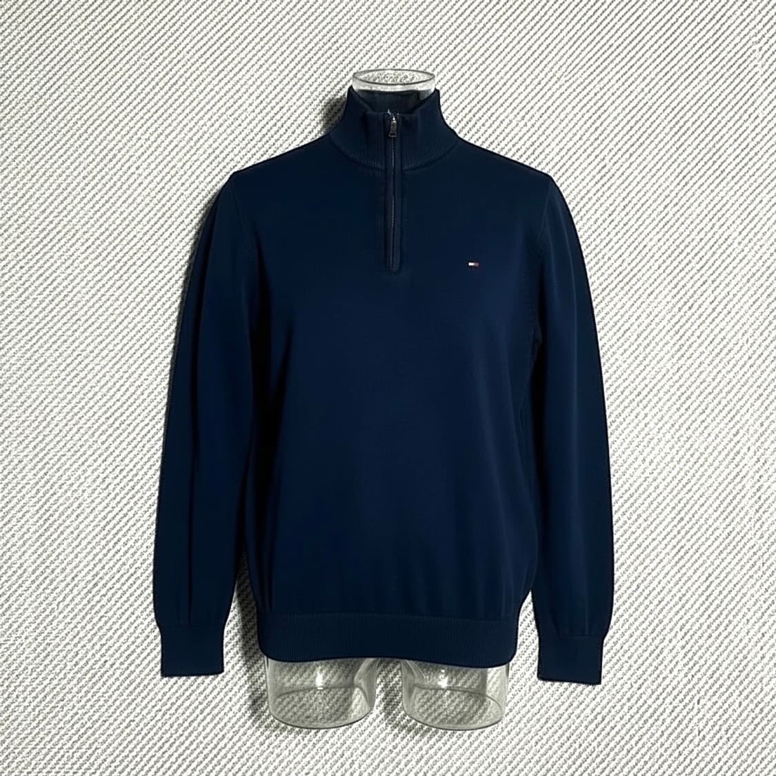 [M] Tommy 타미힐피거 신형 네이비 반집업 코튼 니트 상품이미지1