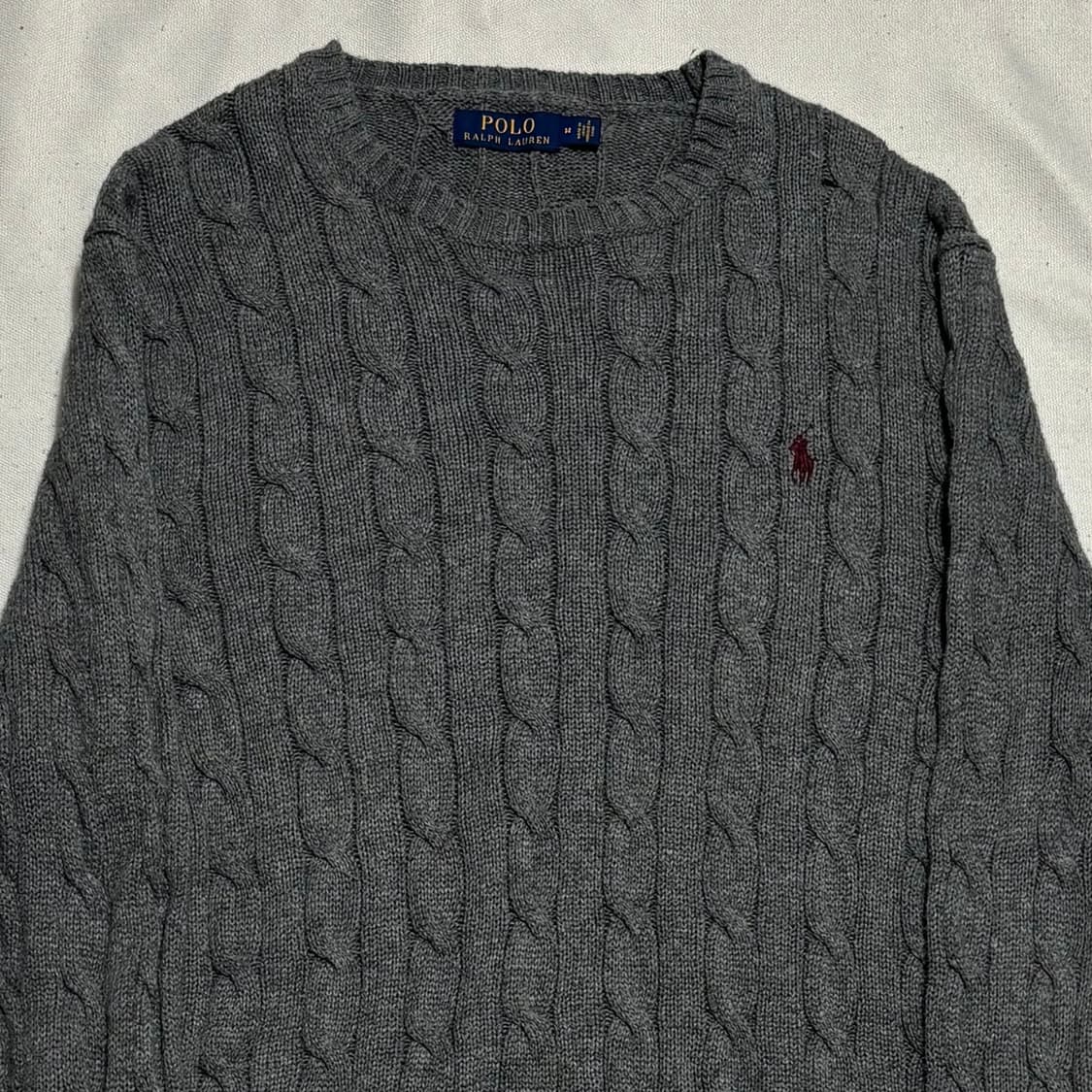M 폴로랄프로렌 버건디 포니 그레이 케이블 니트 상품이미지1