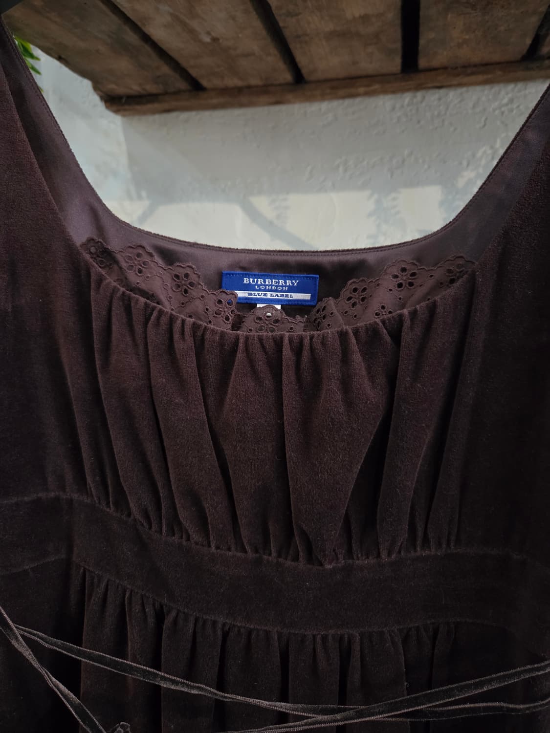 Burberry 버버리 벨벳 초코브라운 레이스원피스 상품이미지3