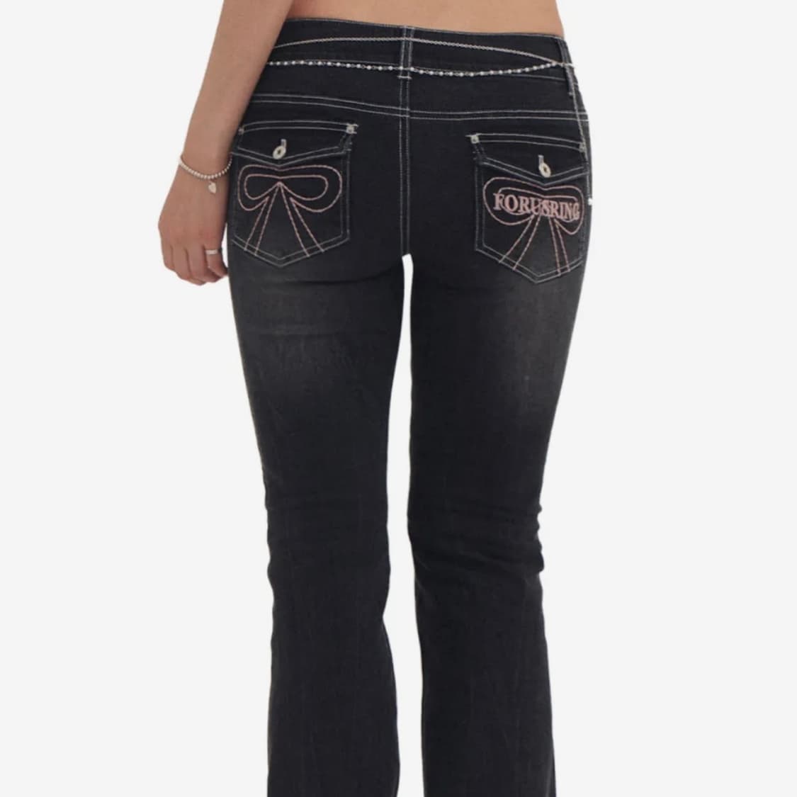 Ribbon stitch bootcut jeans (dark grey) 상품이미지1