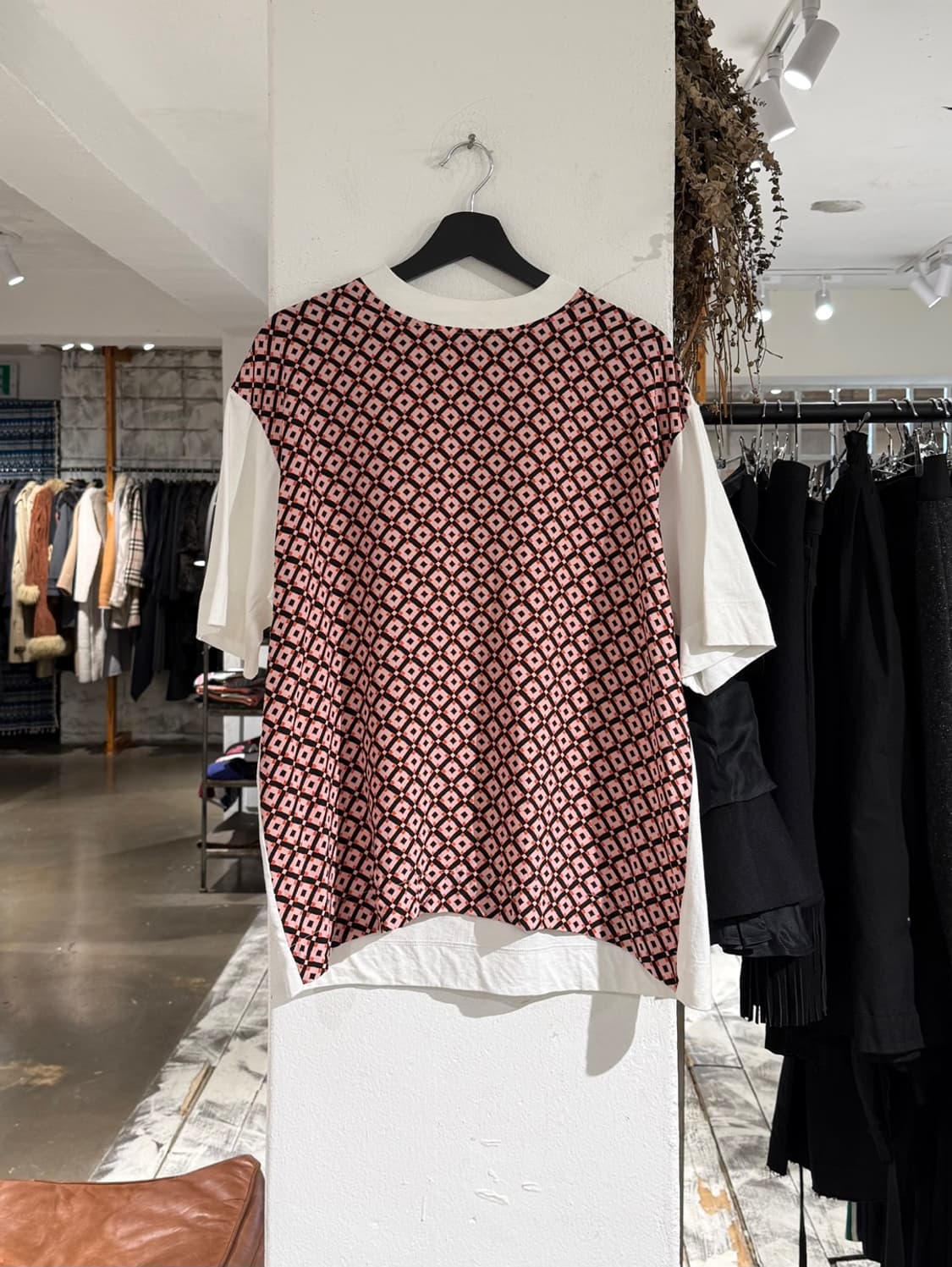 마르니 화이트 패턴 실크 코튼 혼방 티셔츠 상품이미지1