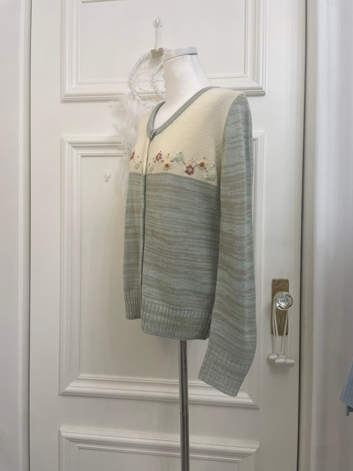 indi mint flower embroidery mori cardiga 상품이미지2
