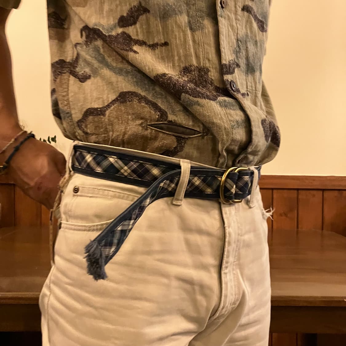 폴로 랄프로렌 코튼 체크 D링 벨트 32-36 상품이미지8