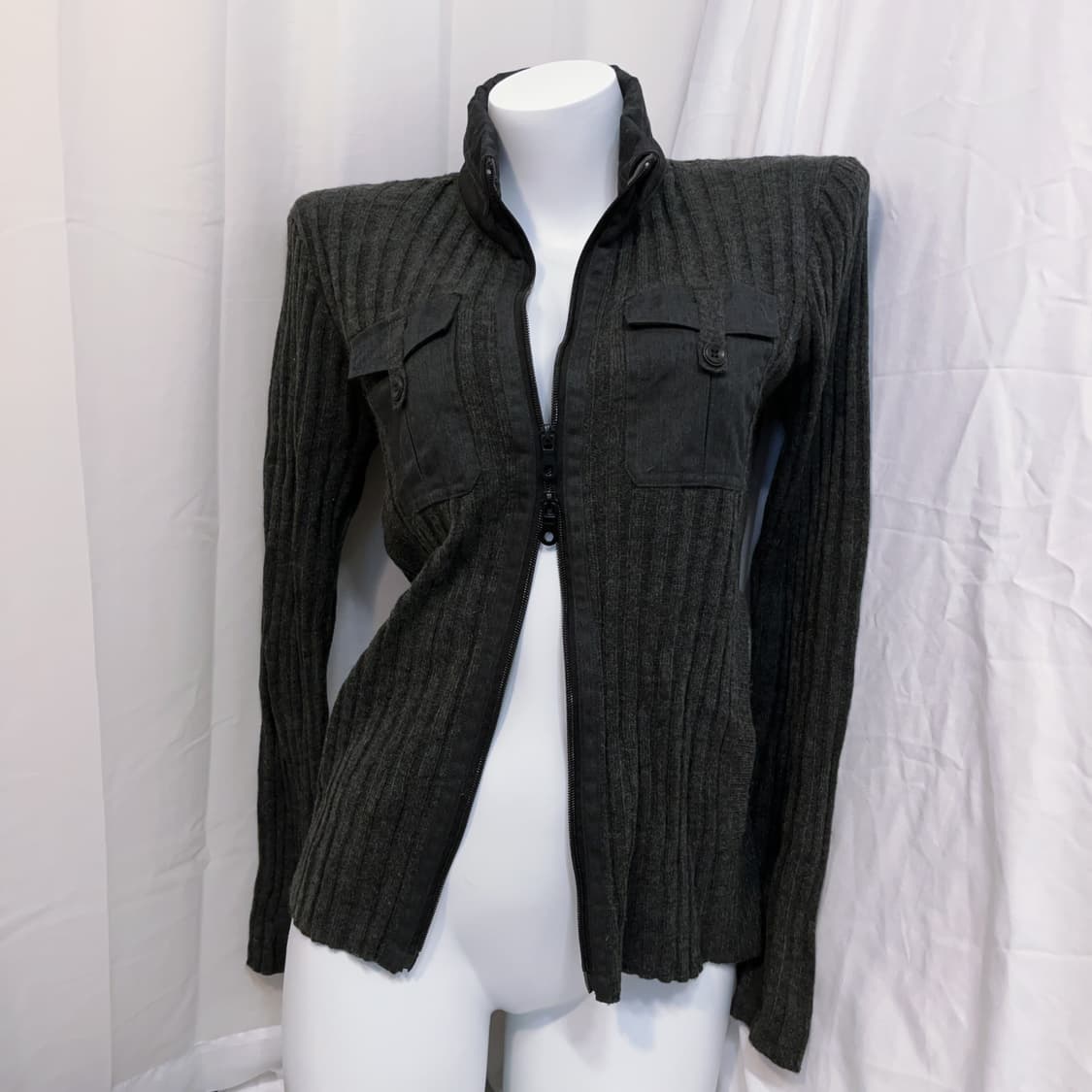 Y2k 투웨이 포켓 니트집업 상품이미지1