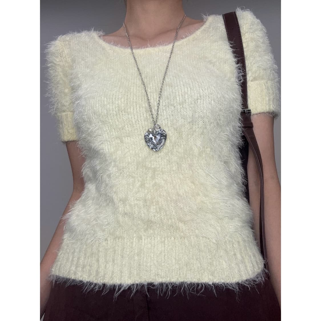 빈티지 퍼 하프 니트 상품이미지1