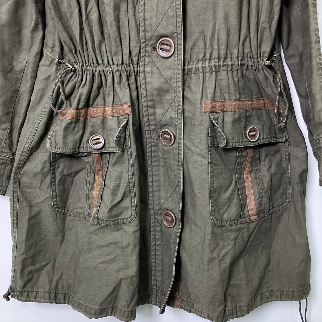 아츠로 타야마 카키 롱야상 점퍼 38 상품이미지5