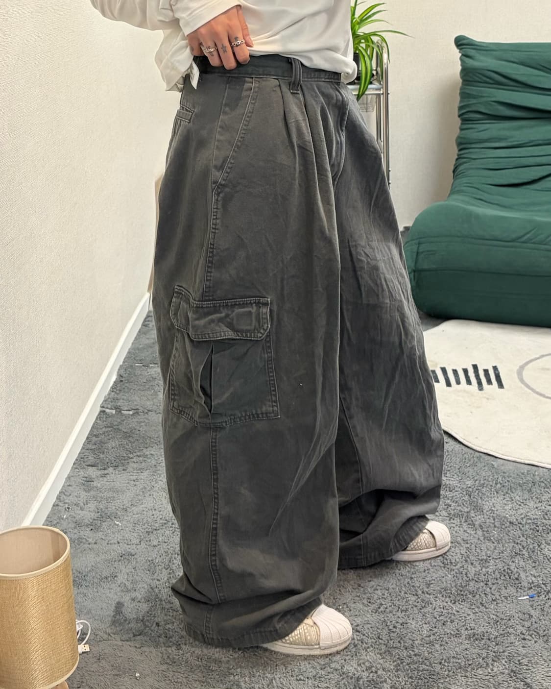 90s DICKIES charcol work cargo wide pant 상품이미지2