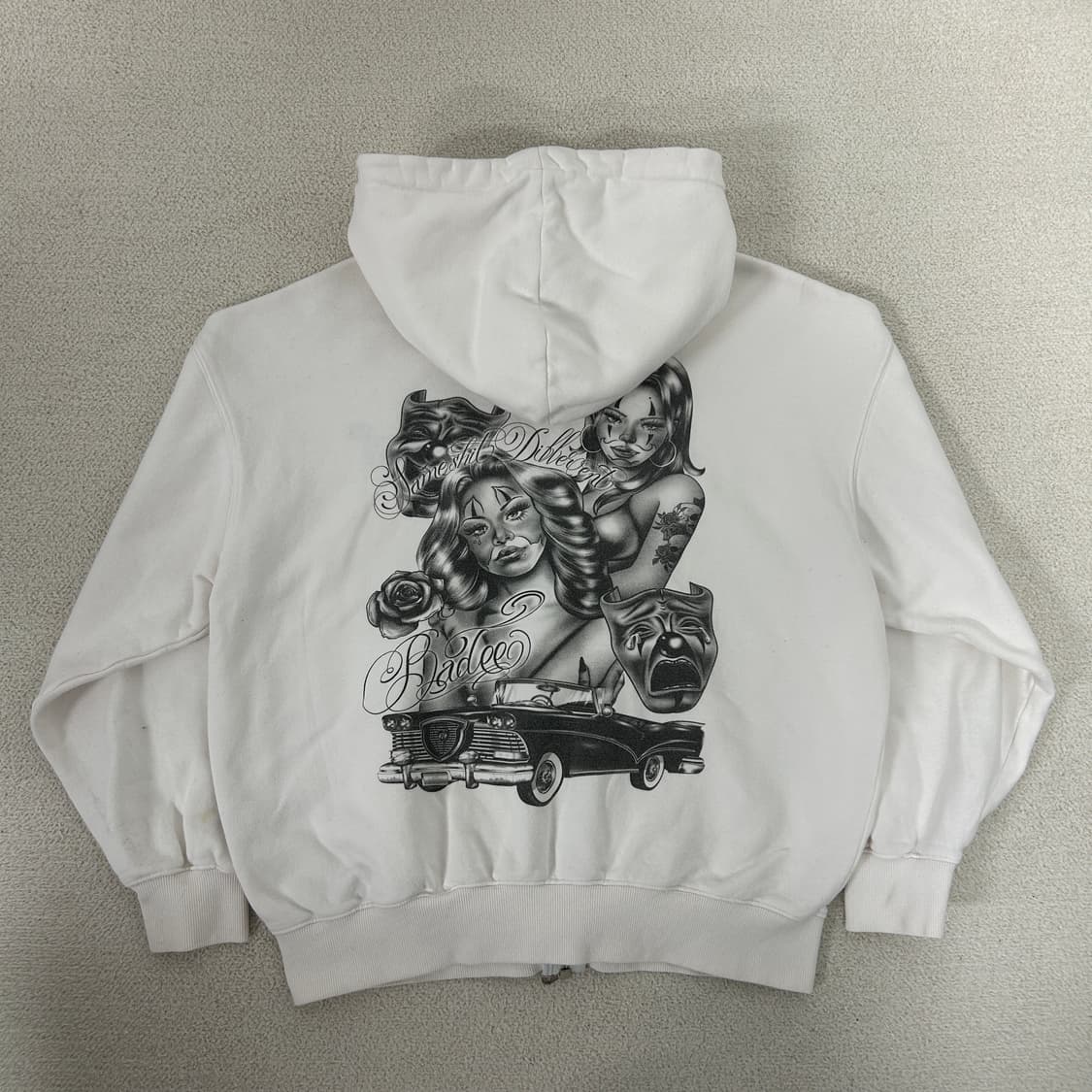 배디 치카노 타투 프린팅 화이트 후드집업 상품이미지7