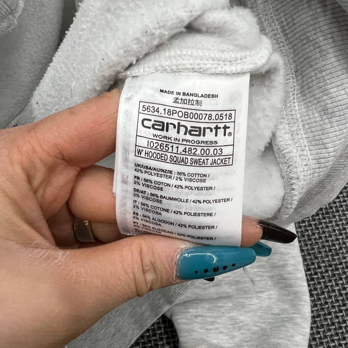 칼하트 그레이 후드집업 상품이미지3