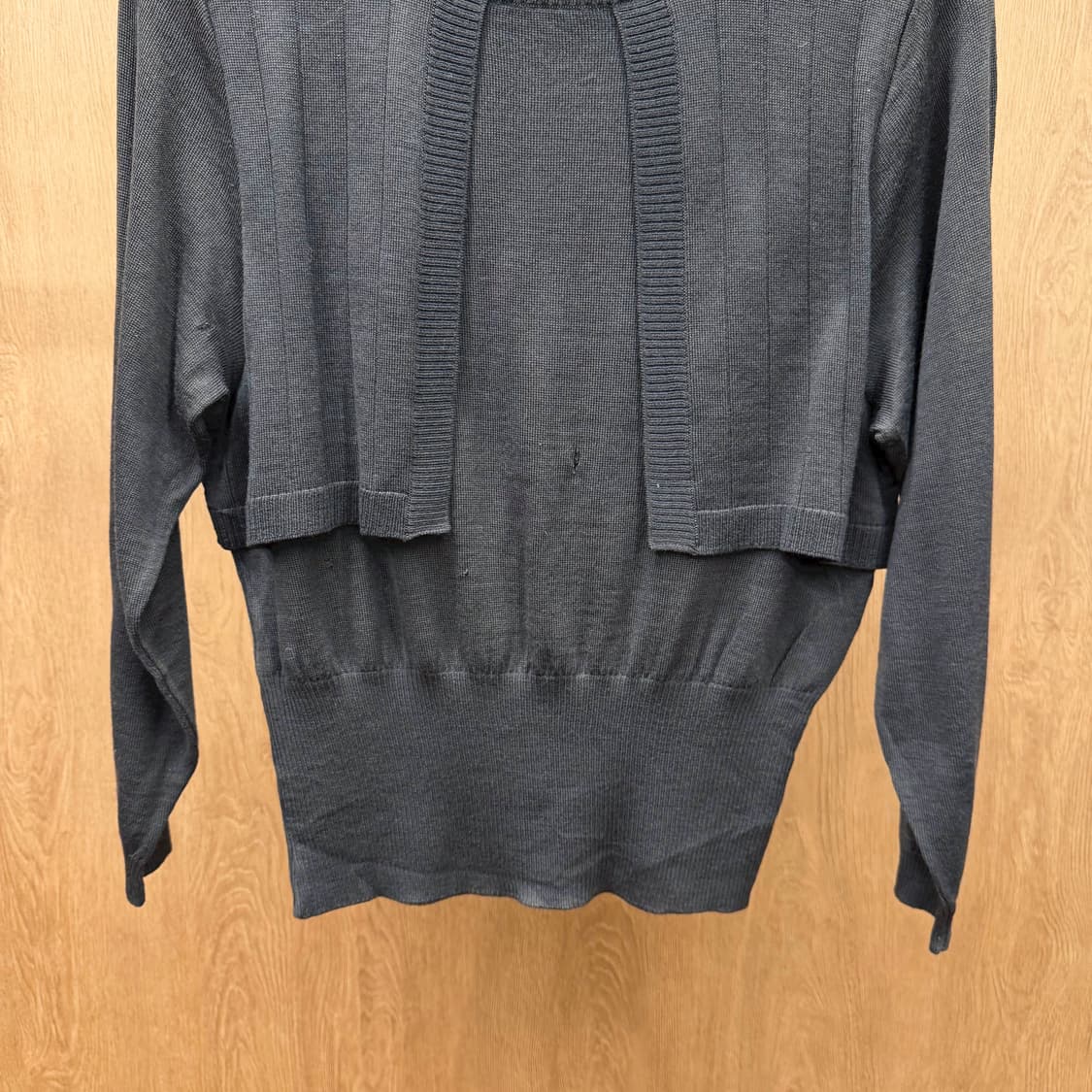 끌로에 골지 울 니트 허리 밴딩 세로 골지 패널 디테일 레귤러핏 브라운 상품이미지5