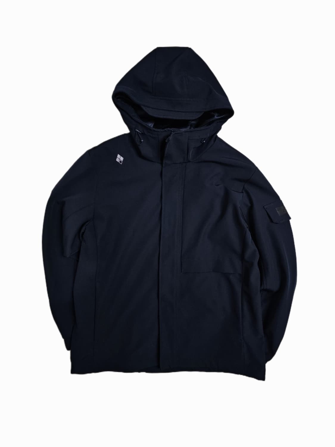 [XL] 몽벨 올블랙 하이넥 후드 소프트쉘 바람막이 자켓 상품이미지1