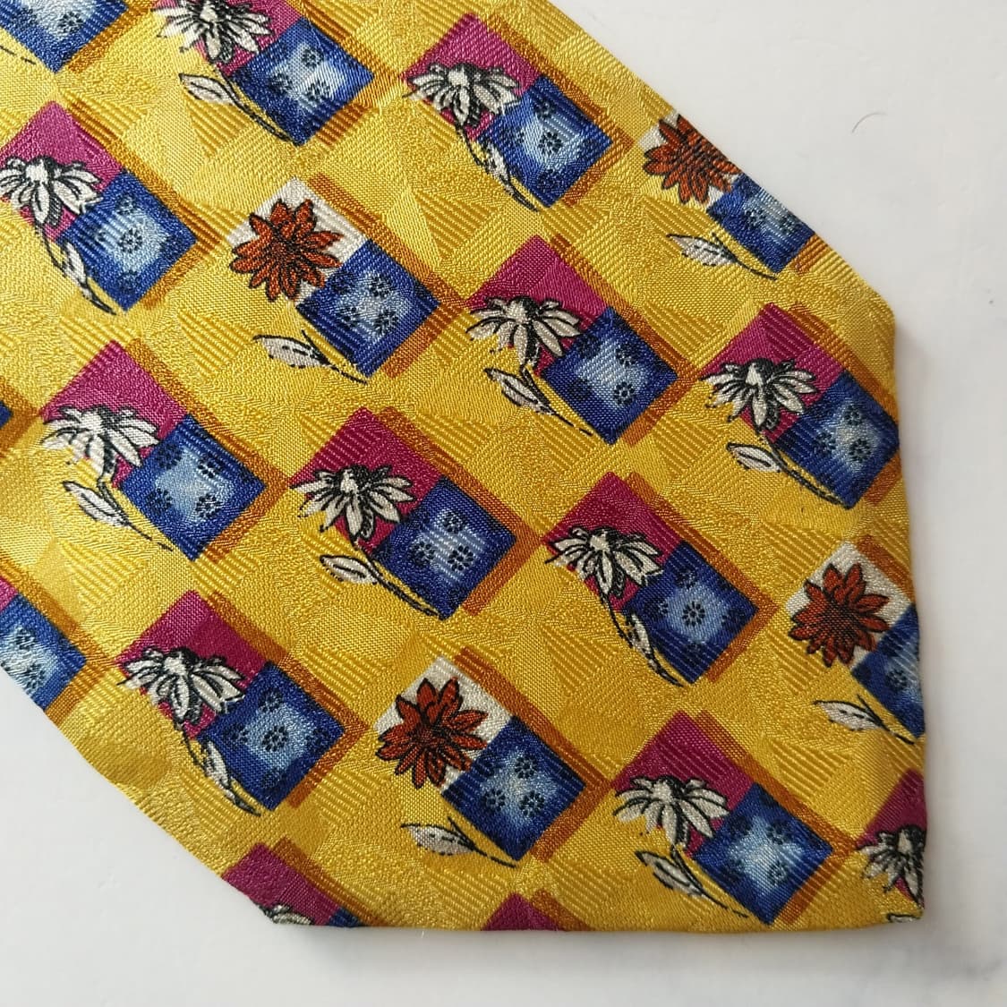 지방시 실크 머스타드 플라워 패턴 넥타이 9.5cm A등급 K1869
 상품이미지6