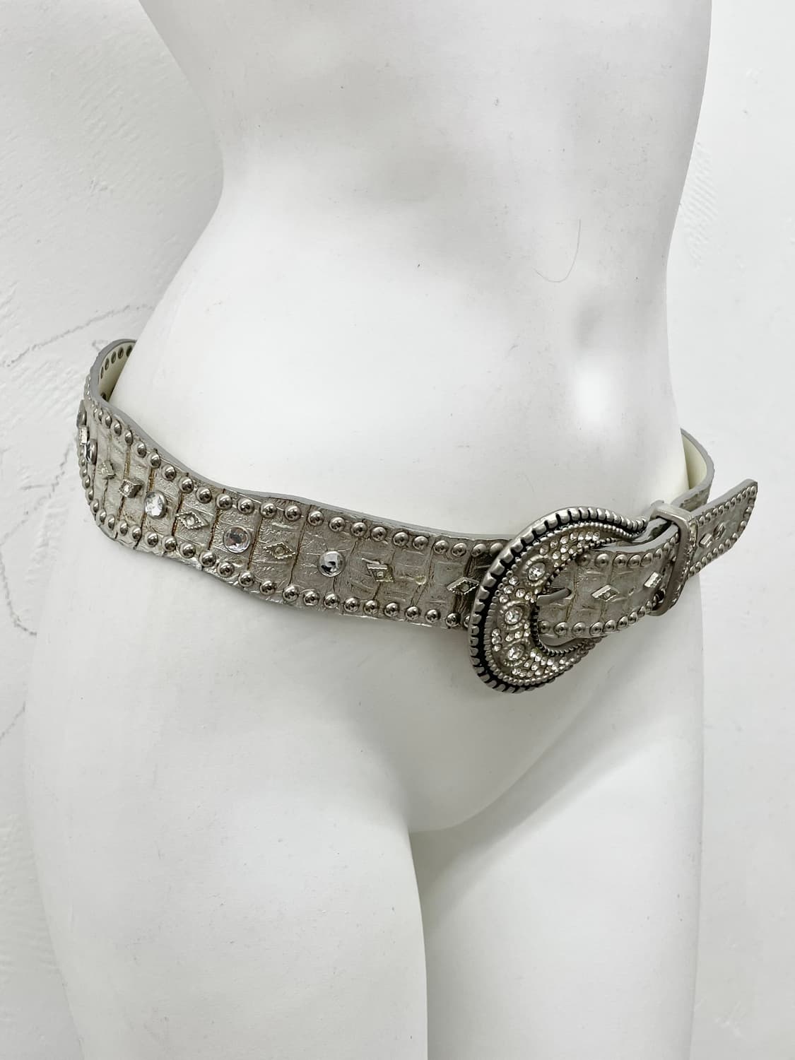 실버 볼드 큐빅 버클 벨트 상품이미지3