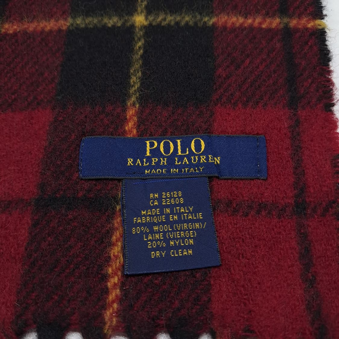 MX547 폴로 90s 이태리판 울 레드 타탄 체크 머플러 목도리 상품이미지4