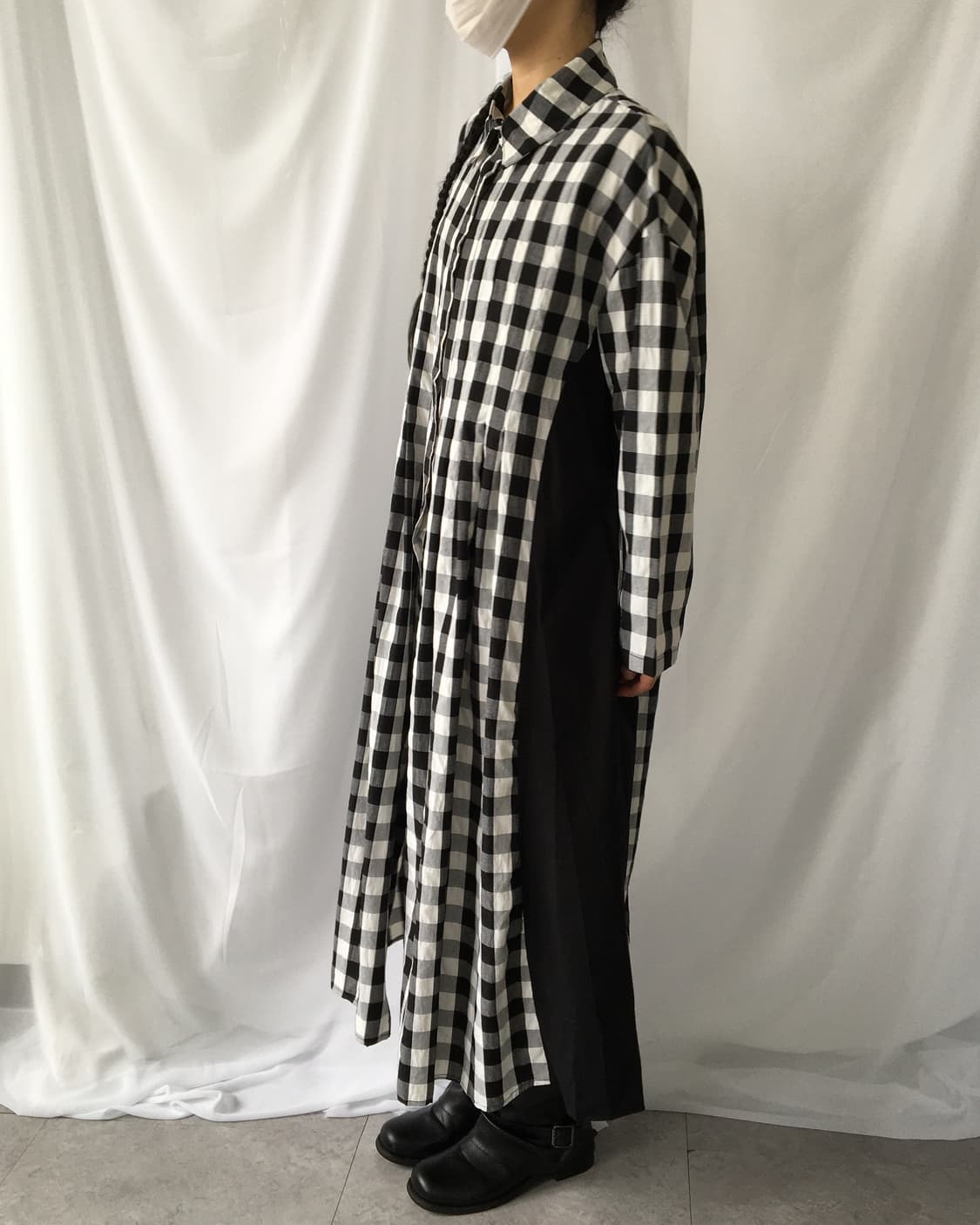 Flare line point check pattern shirt lon 상품이미지6