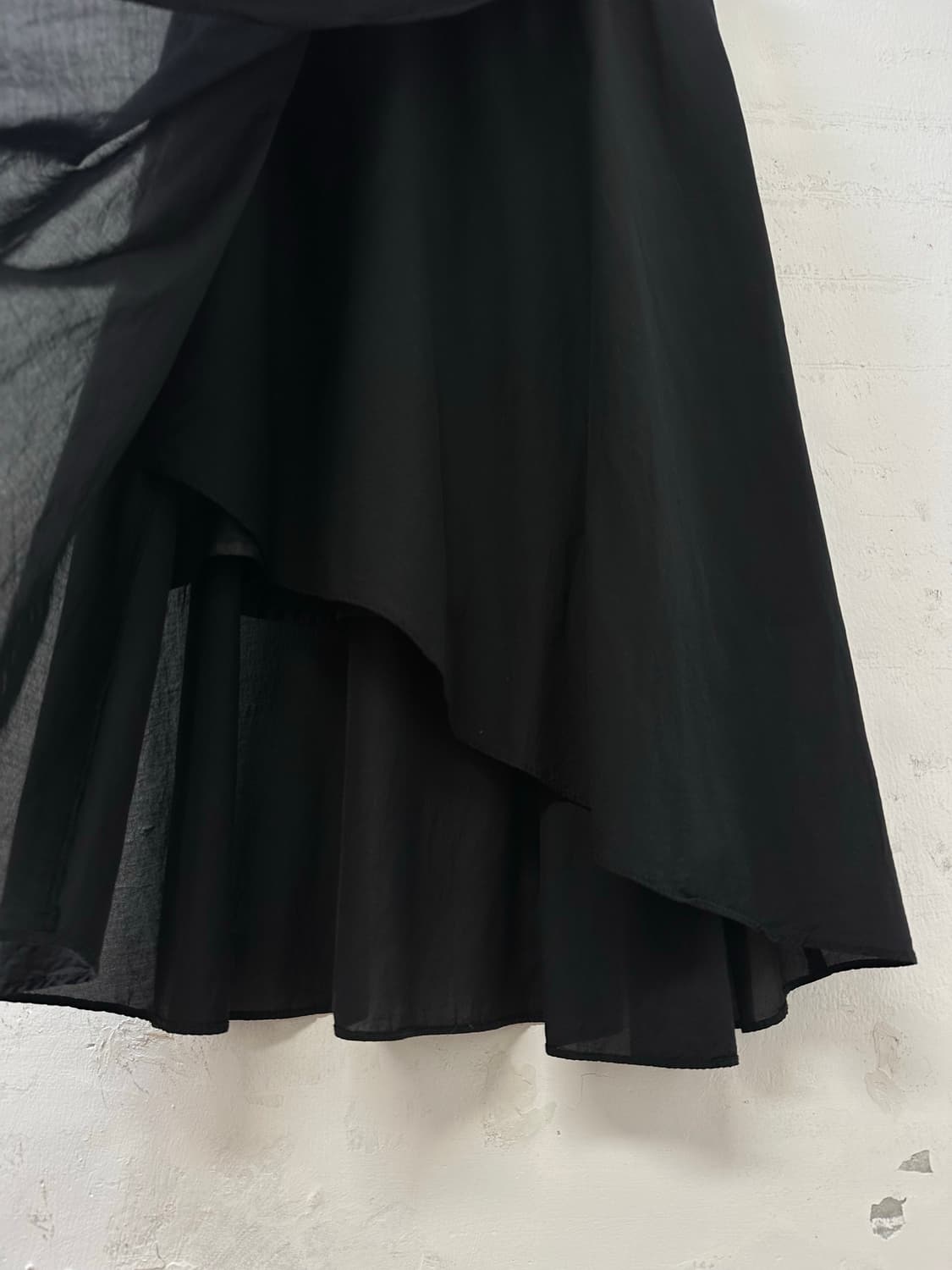 일본빈티지 Simplicite 블랙 레이어드 쉬폰 언발 드레이프 스커트 상품이미지2