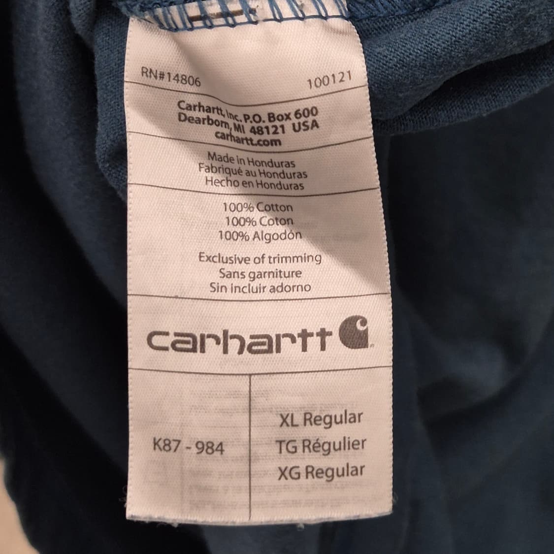 칼하트 K87 오리지널핏 반팔티 XL 상품이미지5