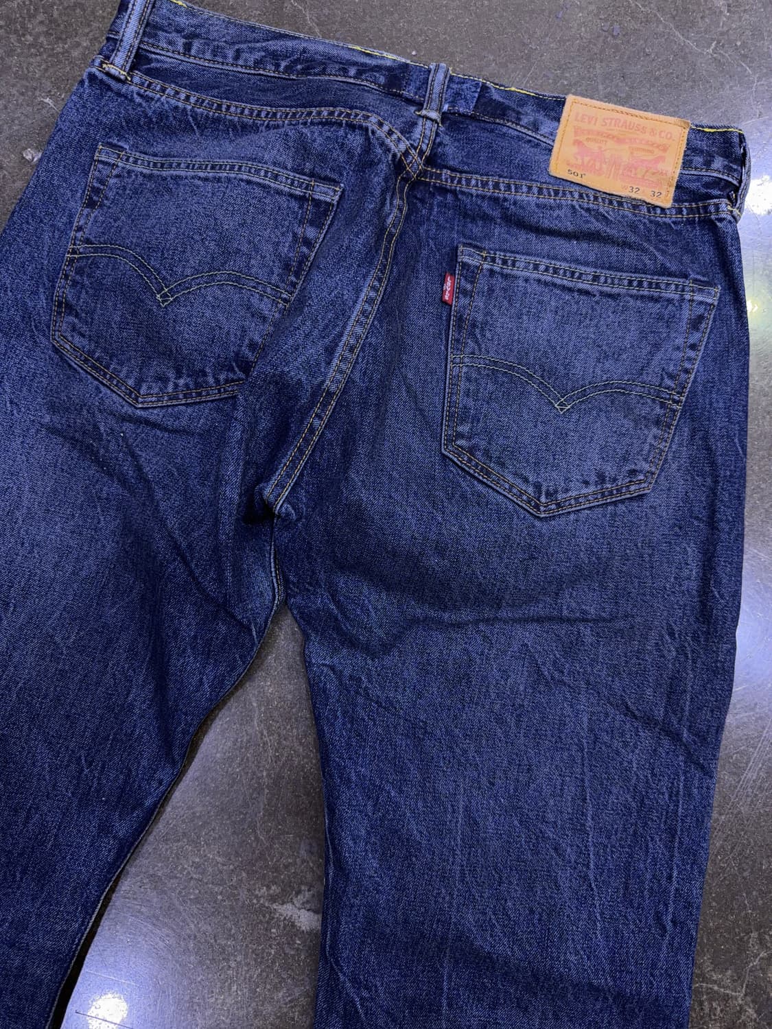리바이스 501 레귤러핏 딥블루 워싱 데님팬츠 청바지 32 상품이미지7