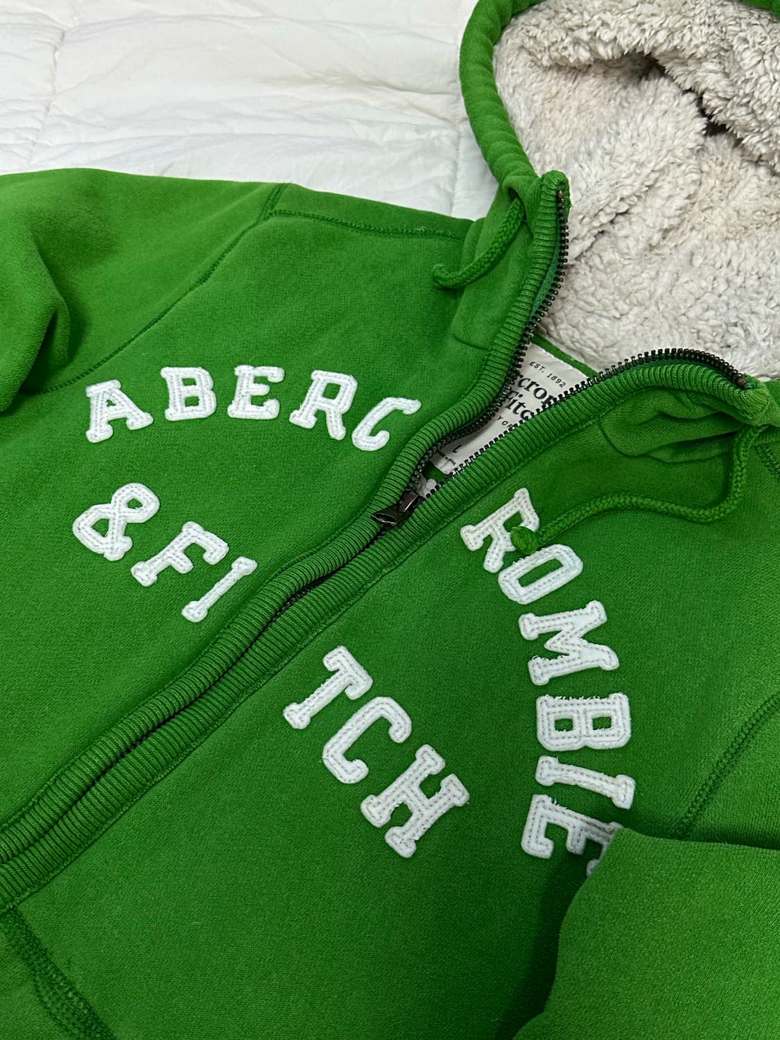 아베크롬비 양털 후드 집업 그린 라지  상품이미지4