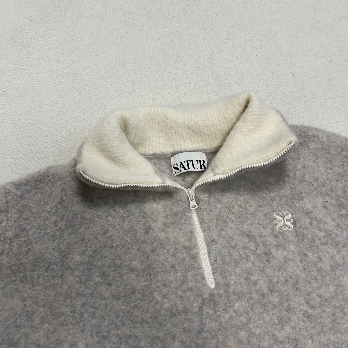Satur Oatmeal Mohair Half-zip Knit 상품이미지5