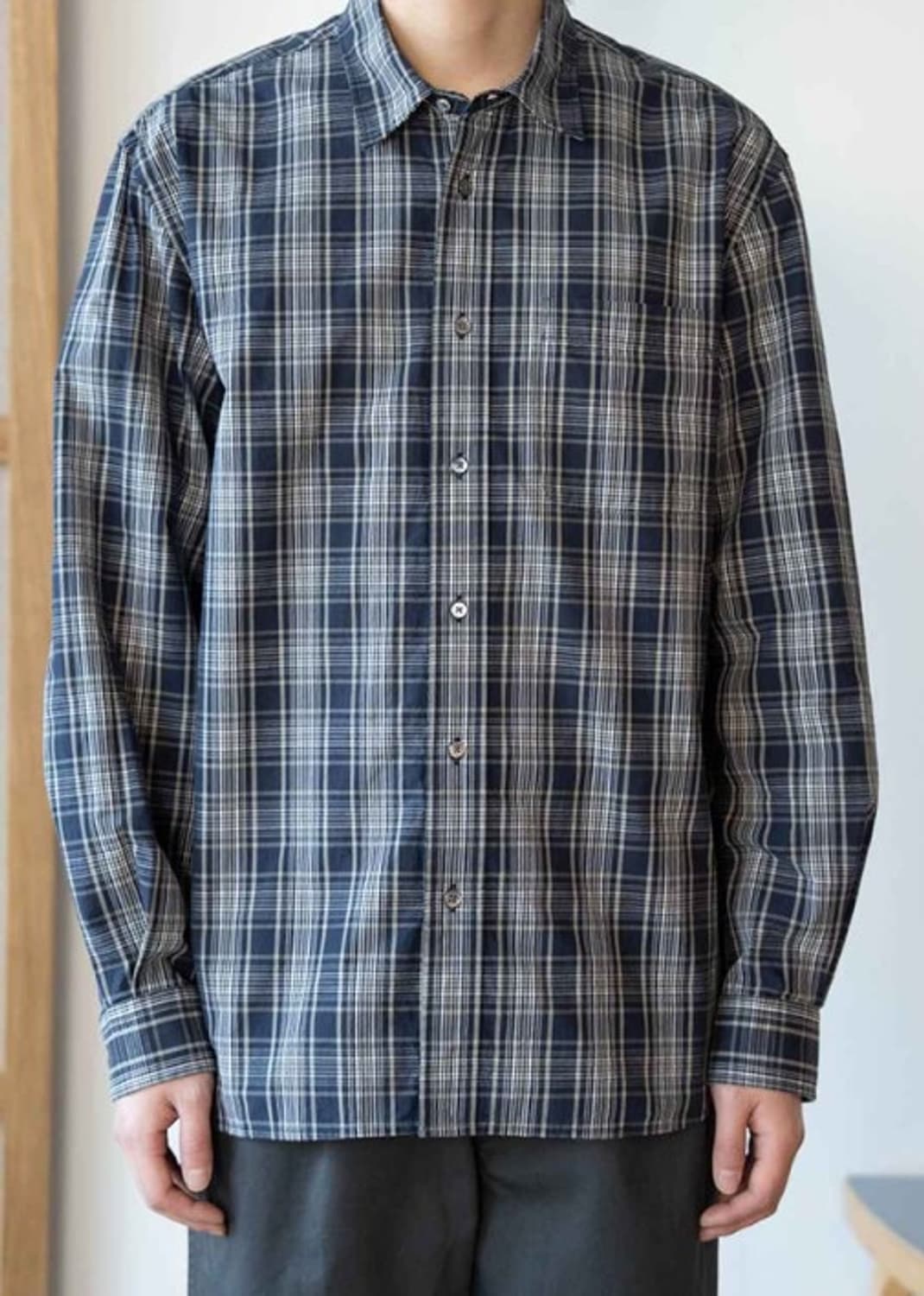 우드비, 와인드샵 콜라보 체크셔츠 네이비 판매 상품이미지3