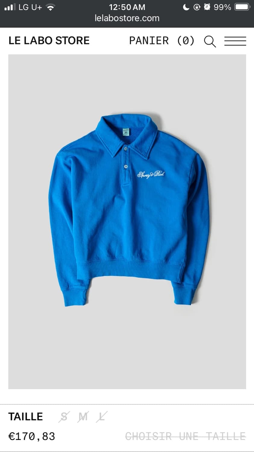 Sporty & Rich 블루 카라 맨투맨 L 상품이미지1