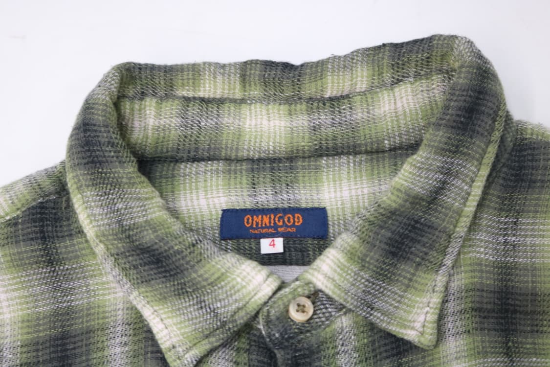 옴니갓 OMNIGOD 올리브 체크 아메카지 워크셔츠  4 상품이미지4