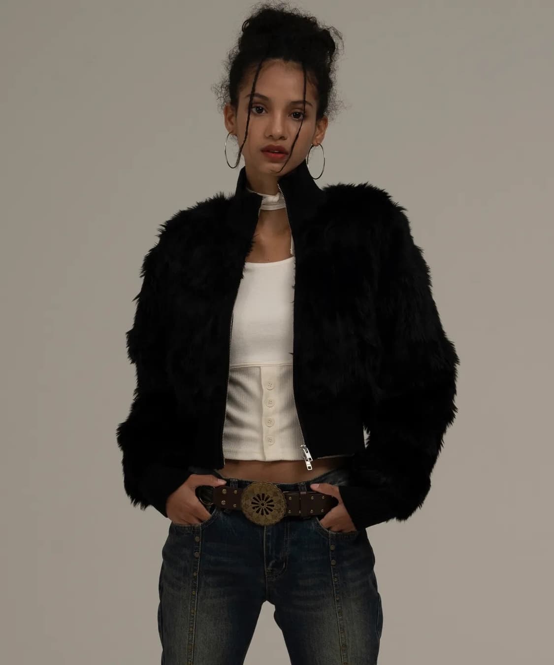 원가15) 미드나잇무브 Rip Jumper 퍼 무스탕 - 블랙 상품이미지1