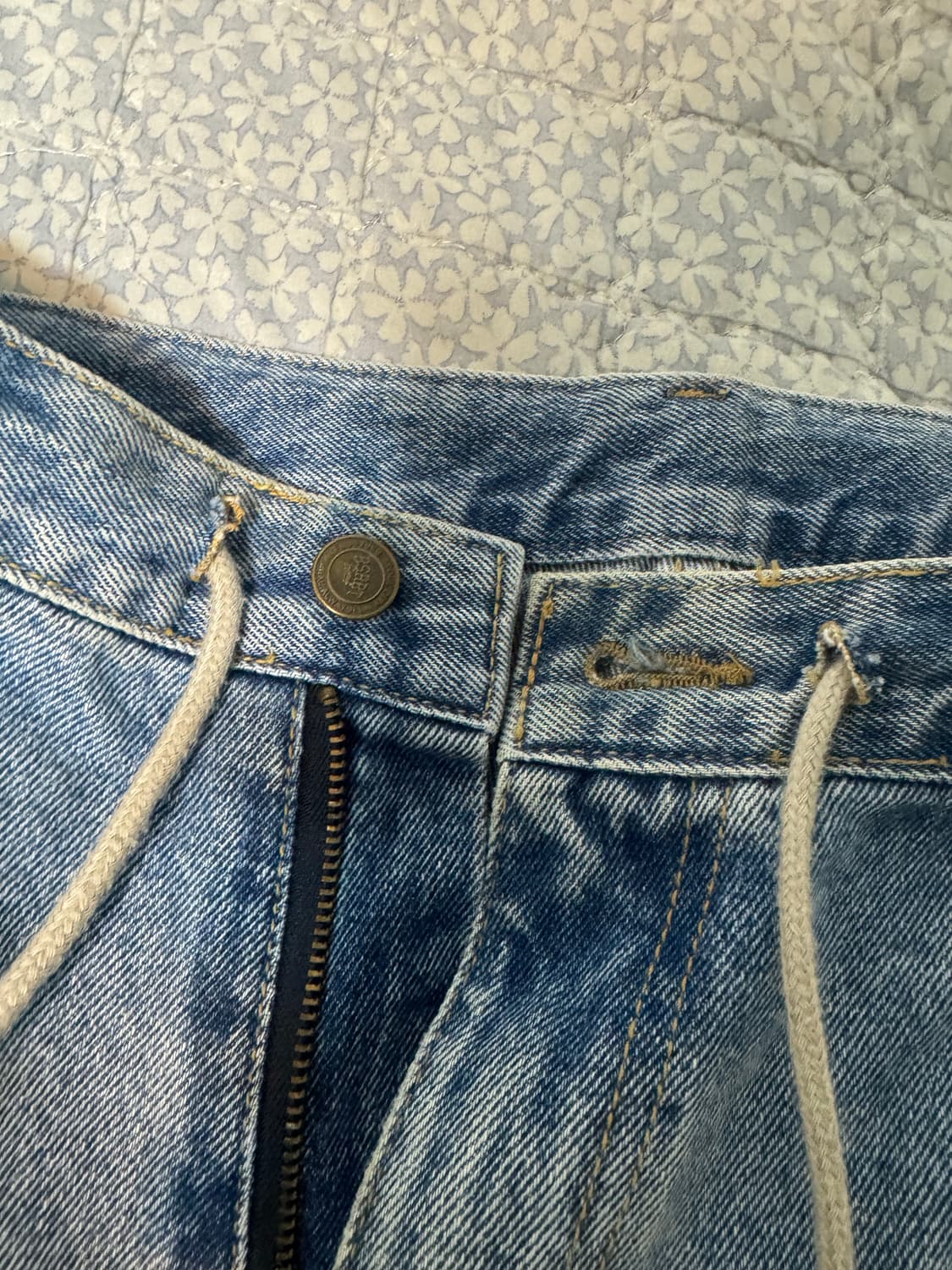 비에스레빗 - 카펜터 루즈핏 데님 숏팬츠 블루 (XL) 상품이미지3