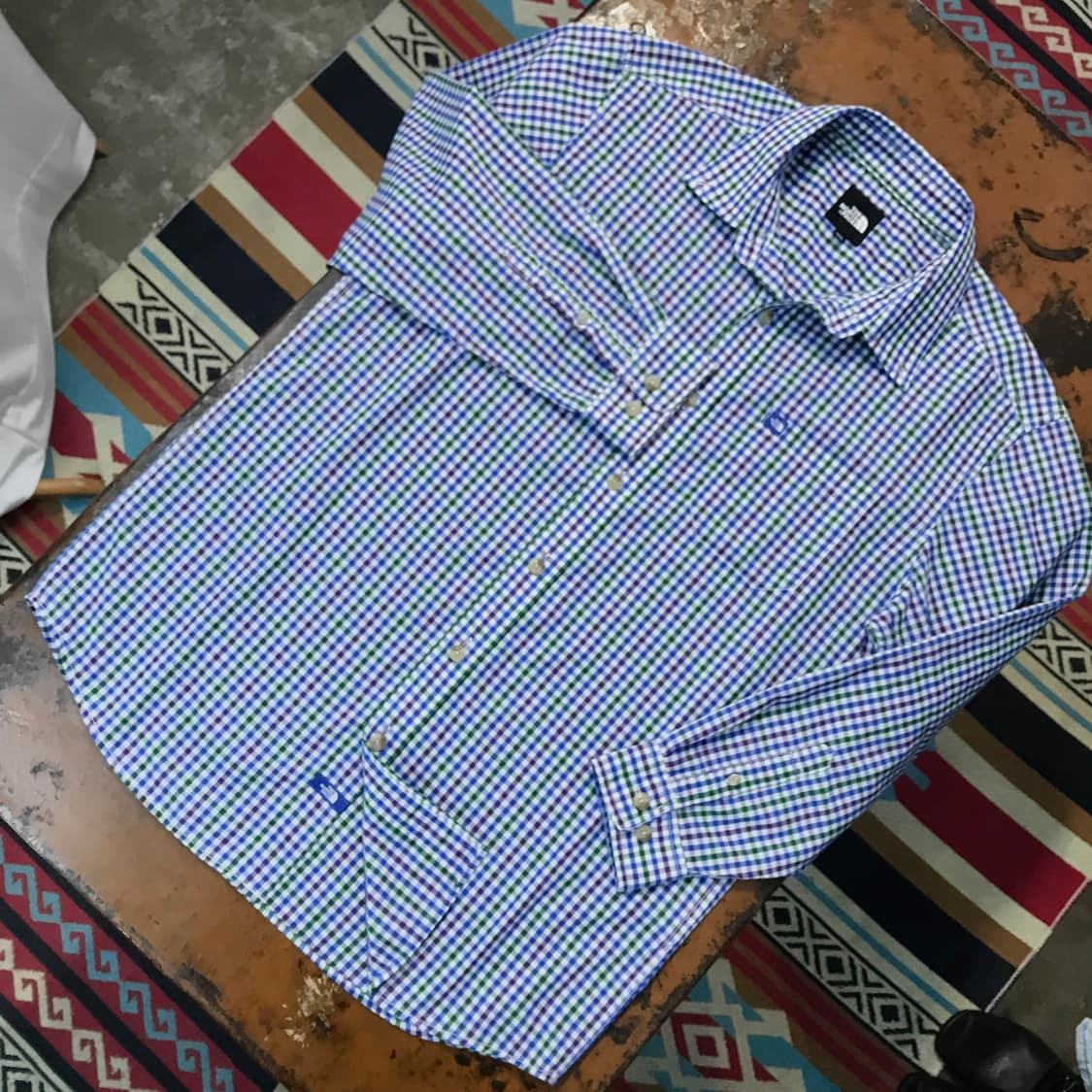노스페이스 블루 톤 체크 코튼 셔츠 남성 105 사이즈  상품이미지2