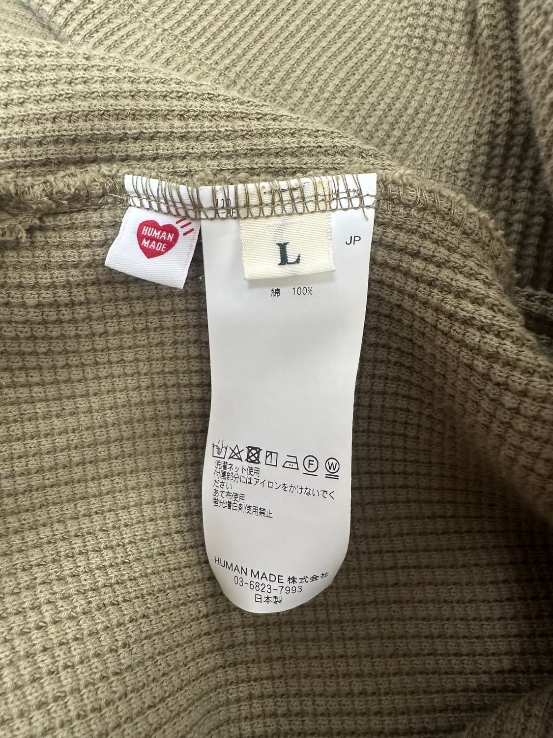 휴먼메이드 헨리넥 롱슬리브 티셔츠 카키 상품이미지2