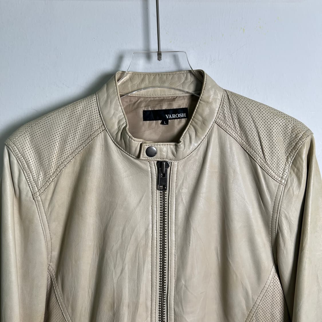VAROSH 아이보리 양가죽 라이더 자켓 L 상품이미지4