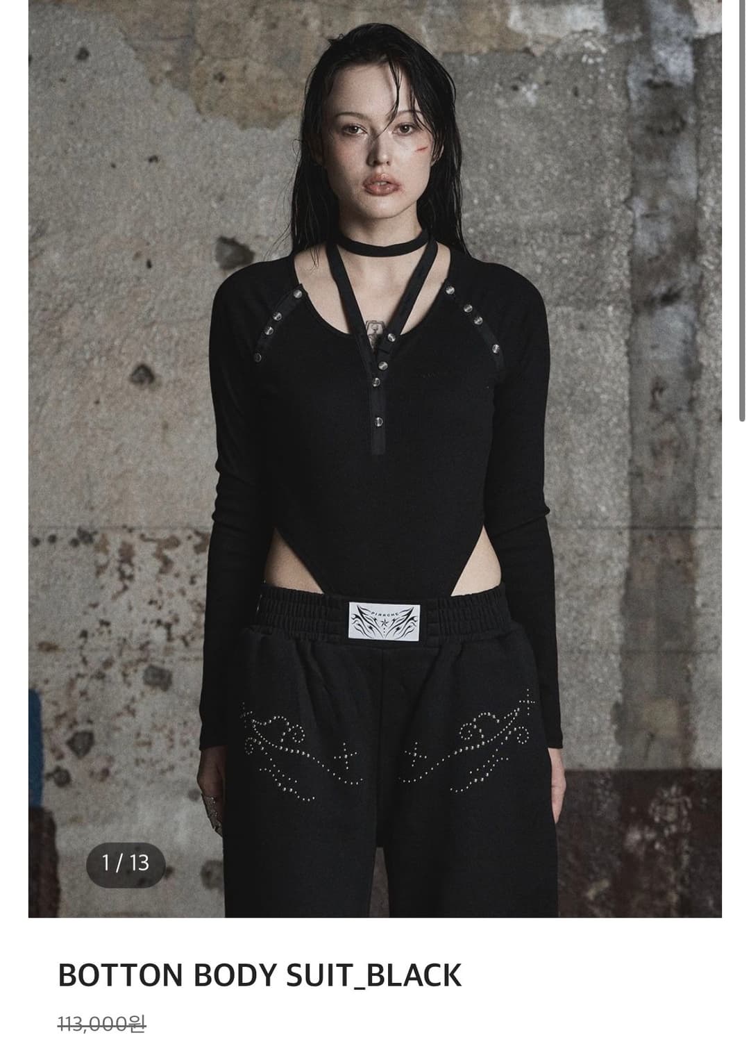 Piarche botton body suit black 상품이미지1