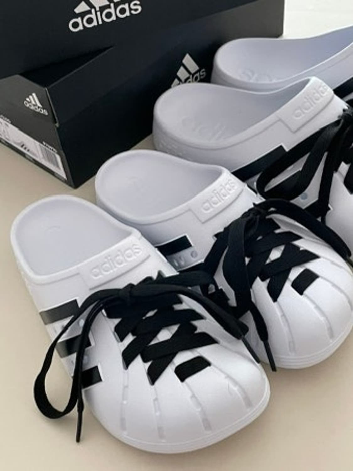 아디다스 아딜렛 클로그 화이트 슬리퍼 245 상품이미지1